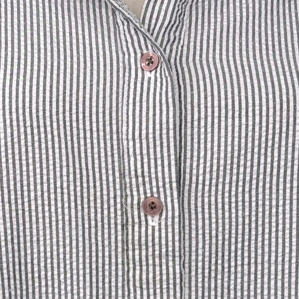 BOCA BAY Vintage Short Sleeve Button Down Shirt Black/White Stripe-1X - Picture 4 of 5